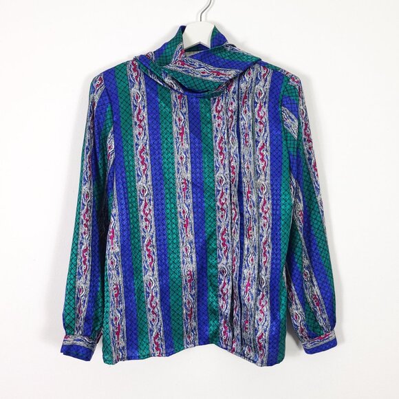 Vintage Retro Tie Neck Secretary Blouse - Picture 1 of 8